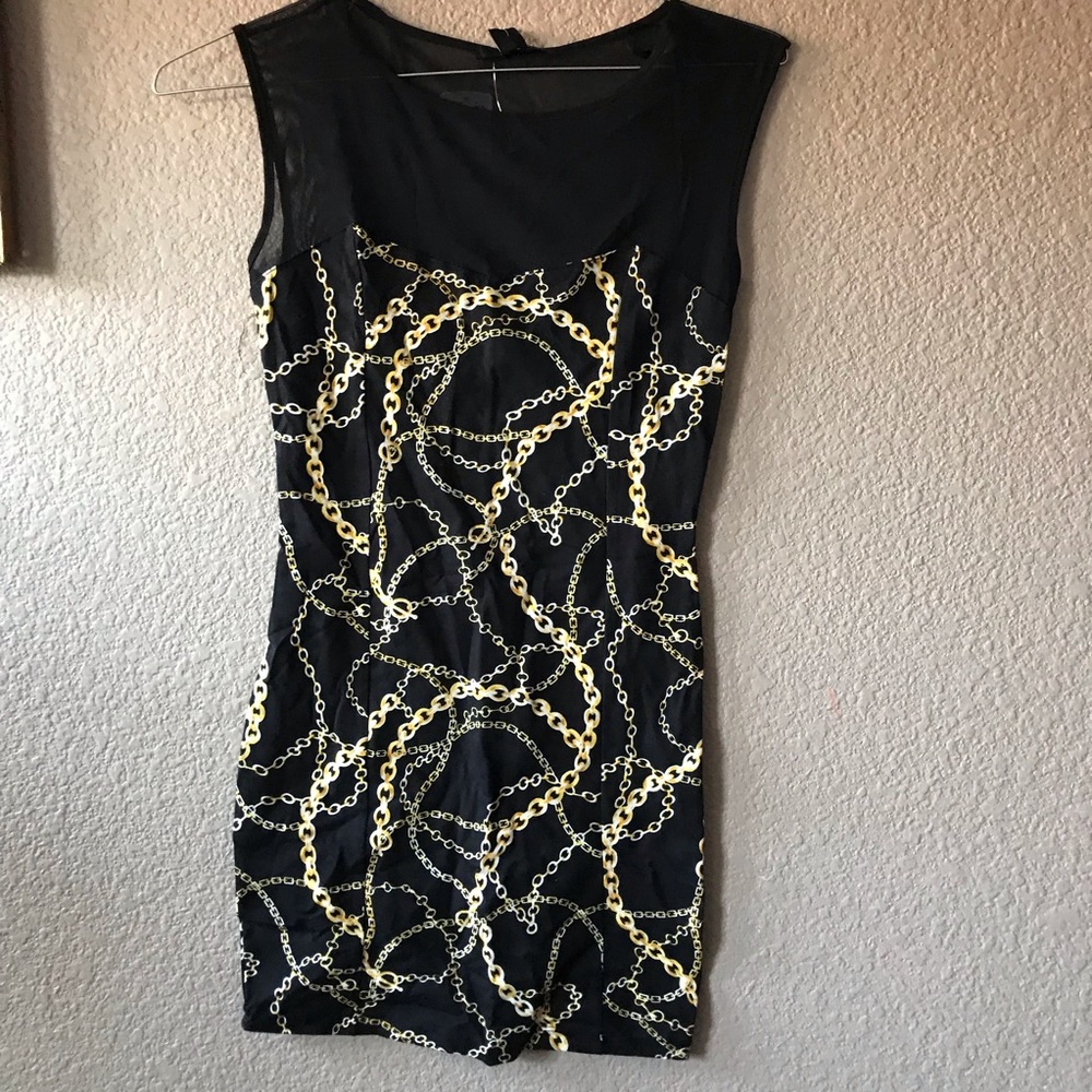 Black and gold chains bodycon dress